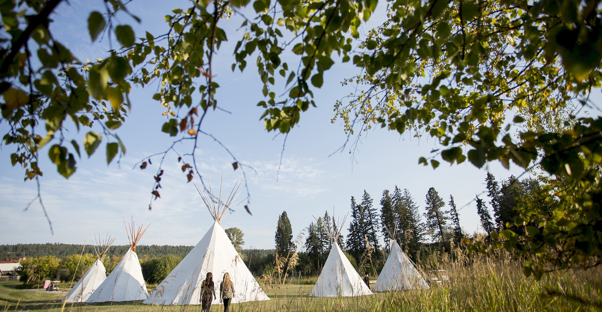 Walking towards the tipis