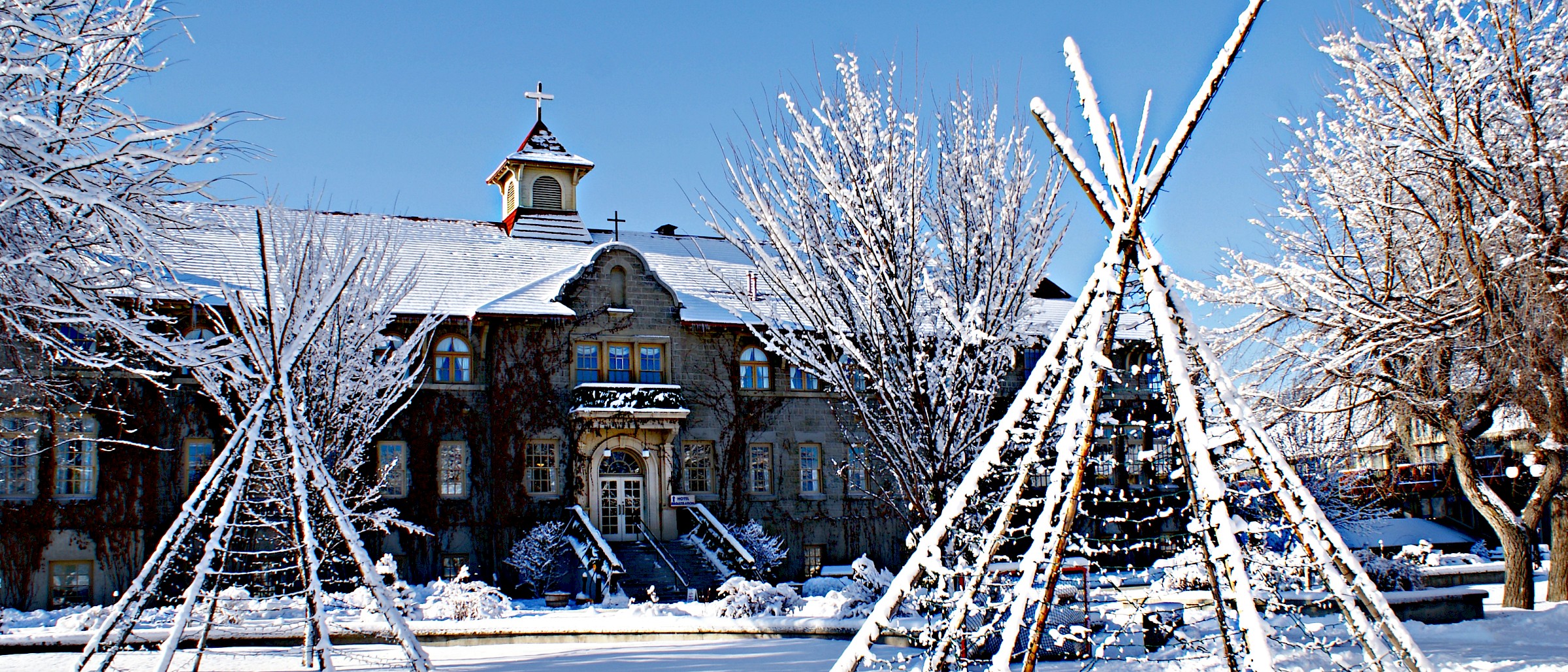 St. Eugene Mission Building with Snow