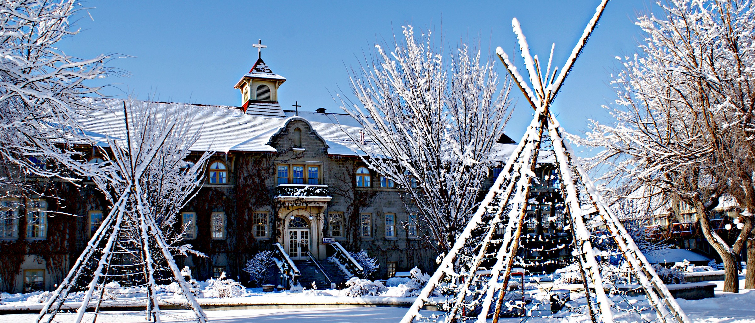 St. Eugene Mission Building with Snow